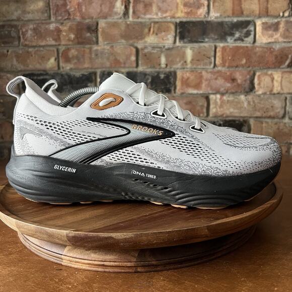 Brooks Glycerin 22 Mens 11 Wide 2E White Grey Black Road Running Sneakers Shoes - Picture 2 of 16